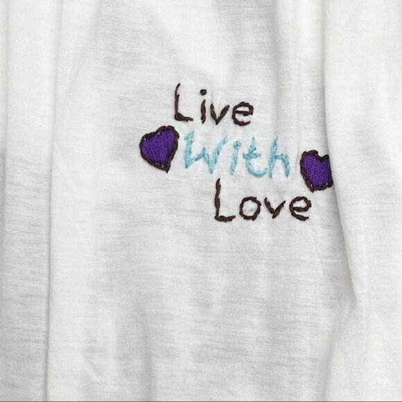 LIVE WITH LOVE Y2K BOHO Floral Hipster Embroidered White Long‎ Top - Picture 8 of 8